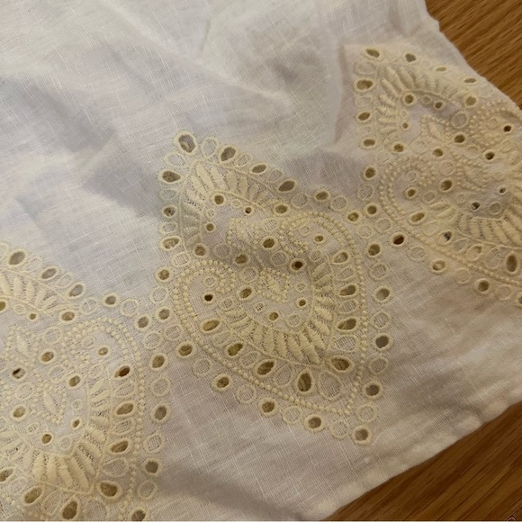 Cynthia rowley medium linen eye lit white cream sleeveless shirt cropped tank - Picture 2 of 6